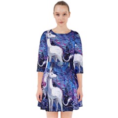 Unicorn Starry Night Print Van Gogh Smock Dress by Sarkoni