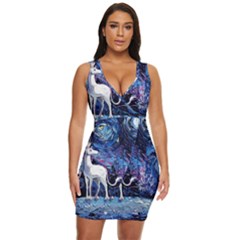 Unicorn Starry Night Print Van Gogh Draped Bodycon Dress by Sarkoni