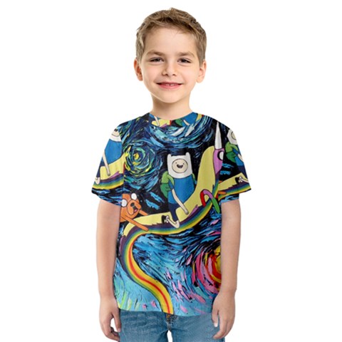 Cartoon Parody  Art Starry Night Van Gogh Kids  Sport Mesh T-shirt by Sarkoni