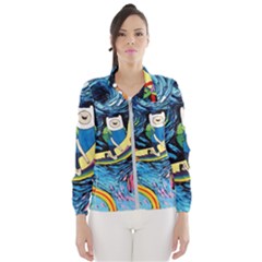 Cartoon Parody  Art Starry Night Van Gogh Women s Windbreaker