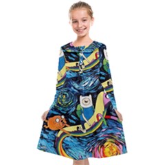 Cartoon Parody  Art Starry Night Van Gogh Kids  Midi Sailor Dress by Sarkoni