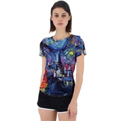 Castle Starry Night Print Van Gogh Parody Back Cut Out Sport T-shirt