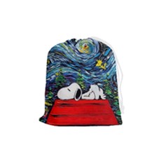 Dog Cartoon Vincent Van Gogh s Starry Night Parody Drawstring Pouch (medium)