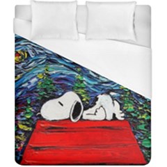 Dog Cartoon Vincent Van Gogh s Starry Night Parody Duvet Cover (california King Size) by Sarkoni