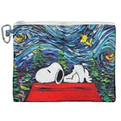 Dog Cartoon Vincent Van Gogh s Starry Night Parody Canvas Cosmetic Bag (xxl) by Sarkoni