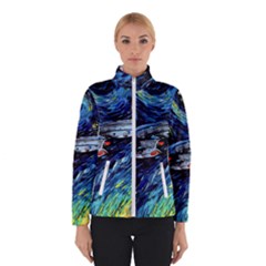 Spaceship Galaxy Parody Art Starry Night Women s Bomber Jacket