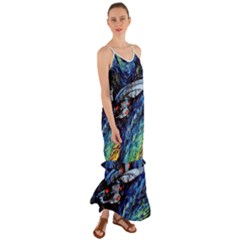 Spaceship Galaxy Parody Art Starry Night Cami Maxi Ruffle Chiffon Dress