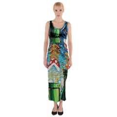 Game Starry Night Doctor Who Van Gogh Parody Fitted Maxi Dress