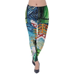 Game Starry Night Doctor Who Van Gogh Parody Velvet Leggings by Sarkoni