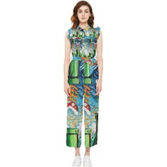 Game Starry Night Doctor Who Van Gogh Parody Women s Frill Top Chiffon Jumpsuit by Sarkoni