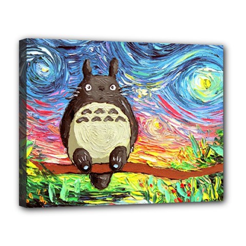 Cartoon Starry Night Art Van Gogh Parody Canvas 14  X 11  (stretched)