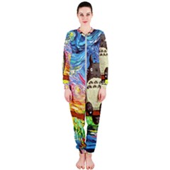 Cartoon Starry Night Art Van Gogh Parody Onepiece Jumpsuit (ladies)