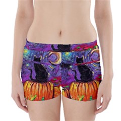 Halloween Art Starry Night Hallows Eve Black Cat Pumpkin Boyleg Bikini Wrap Bottoms