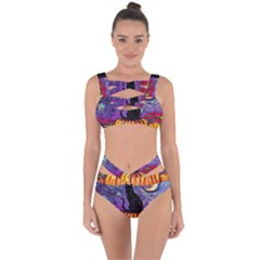 Halloween Art Starry Night Hallows Eve Black Cat Pumpkin Bandaged Up Bikini Set 