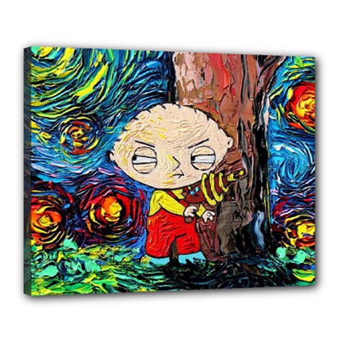 Cartoon Starry Night Vincent Van Gogh Canvas 20  X 16  (stretched)