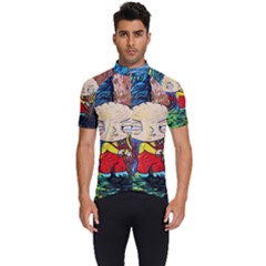 Cartoon Starry Night Vincent Van Gogh Men s Short Sleeve Cycling Jersey by Sarkoni