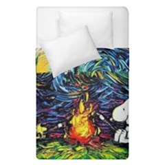 Dog Cartoon Starry Night Print Van Gogh Parody Duvet Cover Double Side (single Size) by Sarkoni