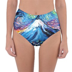 Mount Fuji Art Starry Night Van Gogh Reversible High-waist Bikini Bottoms