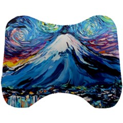 Mount Fuji Art Starry Night Van Gogh Head Support Cushion by Sarkoni