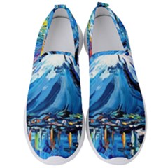 Mount Fuji Art Starry Night Van Gogh Men s Slip On Sneakers by Sarkoni