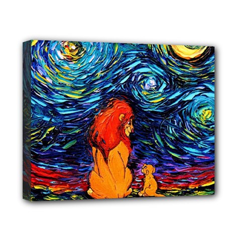 Lion Art Starry Night Van Gogh Canvas 10  X 8  (stretched)