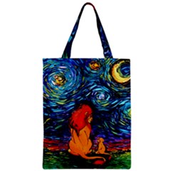 Lion Art Starry Night Van Gogh Zipper Classic Tote Bag