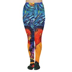 Lion Art Starry Night Van Gogh Tights by Sarkoni