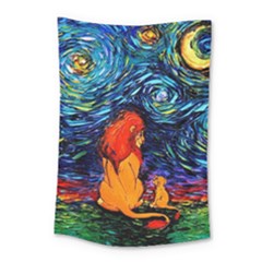 Lion Art Starry Night Van Gogh Small Tapestry