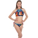 Lion Art Starry Night Van Gogh Cross Front Halter Bikini Set View1