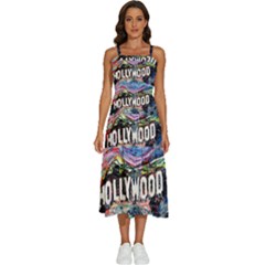 Hollywood Art Starry Night Van Gogh Sleeveless Shoulder Straps Boho Dress