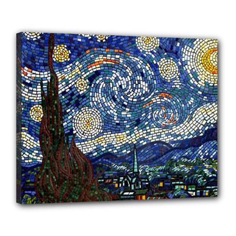 Mosaic Art Vincent Van Gogh s Starry Night Canvas 20  X 16  (stretched) by Sarkoni