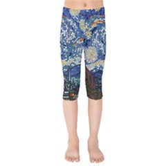 Mosaic Art Vincent Van Gogh s Starry Night Kids  Capri Leggings 