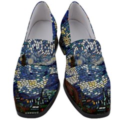 Mosaic Art Vincent Van Gogh s Starry Night Women s Chunky Heel Loafers