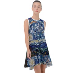 Mosaic Art Vincent Van Gogh s Starry Night Frill Swing Dress by Sarkoni