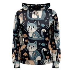 Cats Pattern Women s Pullover Hoodie by Valentinaart