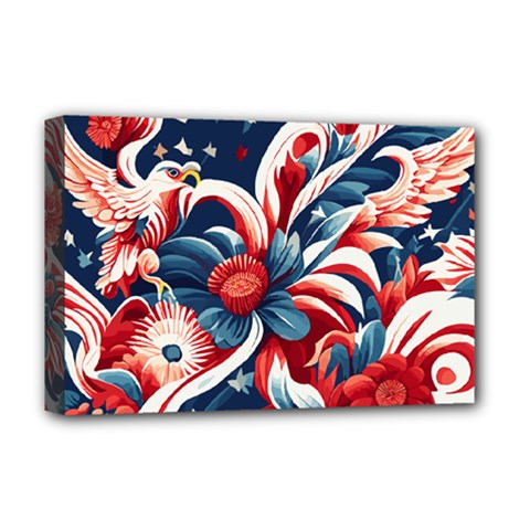 America Pattern Deluxe Canvas 18  X 12  (stretched) by Valentinaart
