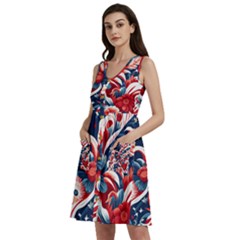 America pattern Sleeveless Dress With Pocket