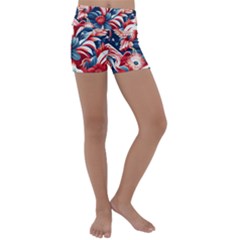 America pattern Kids  Lightweight Velour Yoga Shorts