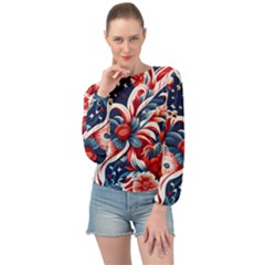 America pattern Banded Bottom Chiffon Top