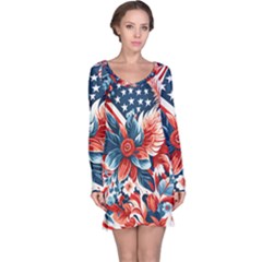 America Pattern Long Sleeve Nightdress by Valentinaart