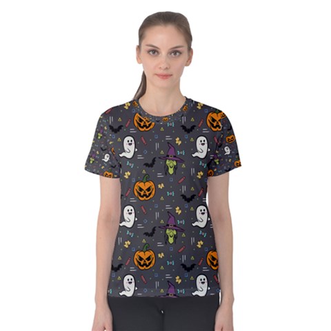 Halloween Pattern Bat Women s Cotton T-shirt by Bangk1t