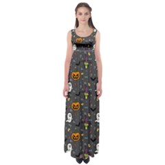 Halloween Pattern Bat Empire Waist Maxi Dress