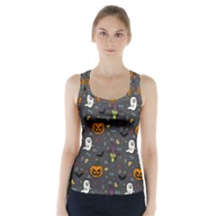 Halloween Pattern Bat Racer Back Sports Top