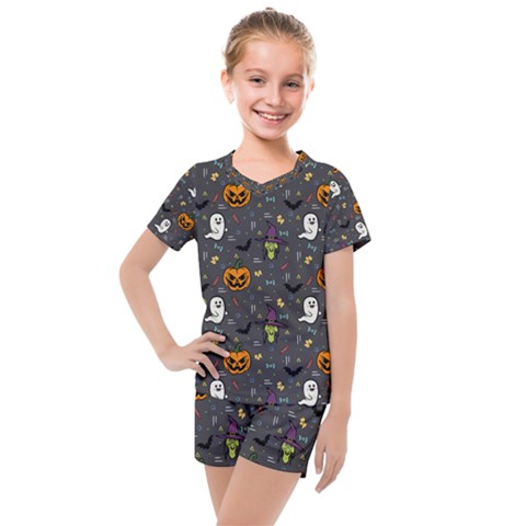 Halloween Pattern Bat Kids  Mesh T-shirt And Shorts Set by Bangk1t
