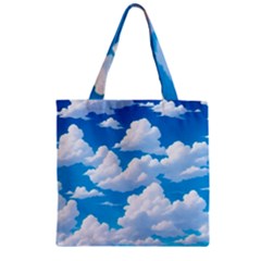 Sky Clouds Blue Cartoon Animated Zipper Grocery Tote Bag