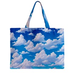 Sky Clouds Blue Cartoon Animated Zipper Mini Tote Bag