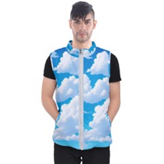 Sky Clouds Blue Cartoon Animated Men s Puffer Vest