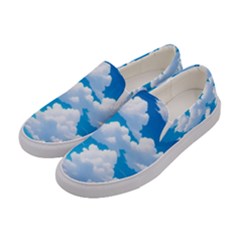 Sky Clouds Blue Cartoon Animated Women s Canvas Slip Ons