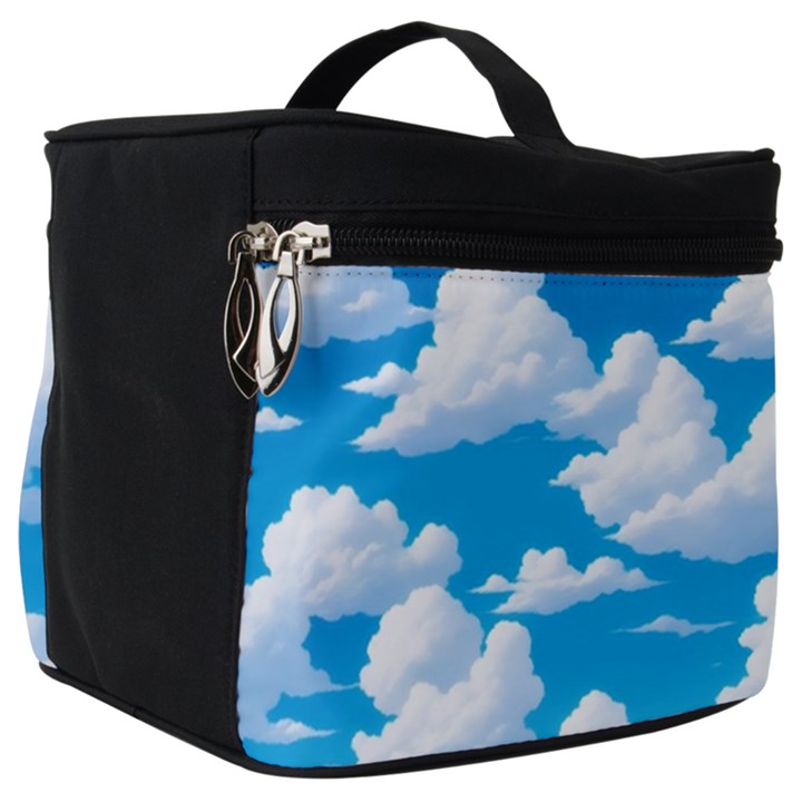 Sky Clouds Blue Cartoon Animated Make Up Travel Bag (Big)