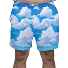 Sky Clouds Blue Cartoon Animated Men s Shorts